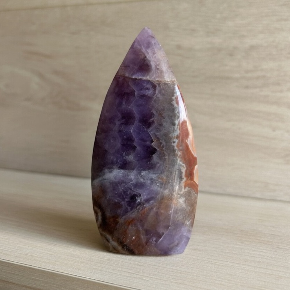 Amethyst And Fire Laced Agate Freeform Tower